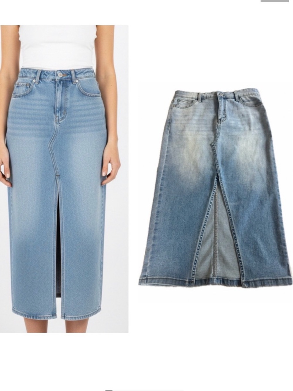 NWT NY&Co Maxi Jean Denim Stretchy Skirt With Front Slit Blue Denim Skirt 4